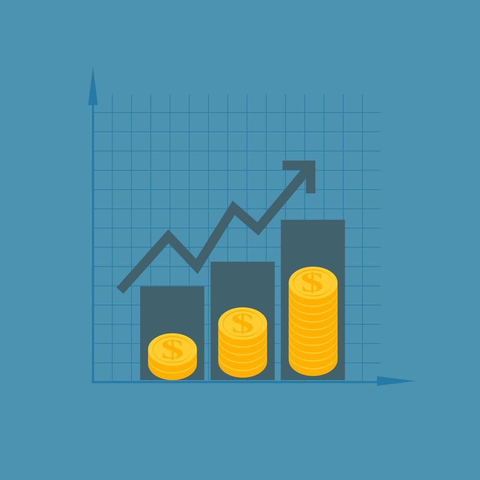 koncept för ekonomisk tillväxt. finansiera resultat avkastning på investering ROI med pil. vektor illustration