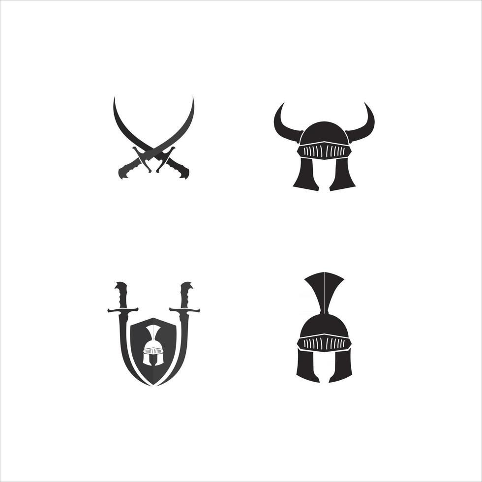 spartanischer Helm Logo Vorlage Kopf Soldat Ritter Symbol und Illustration vektor