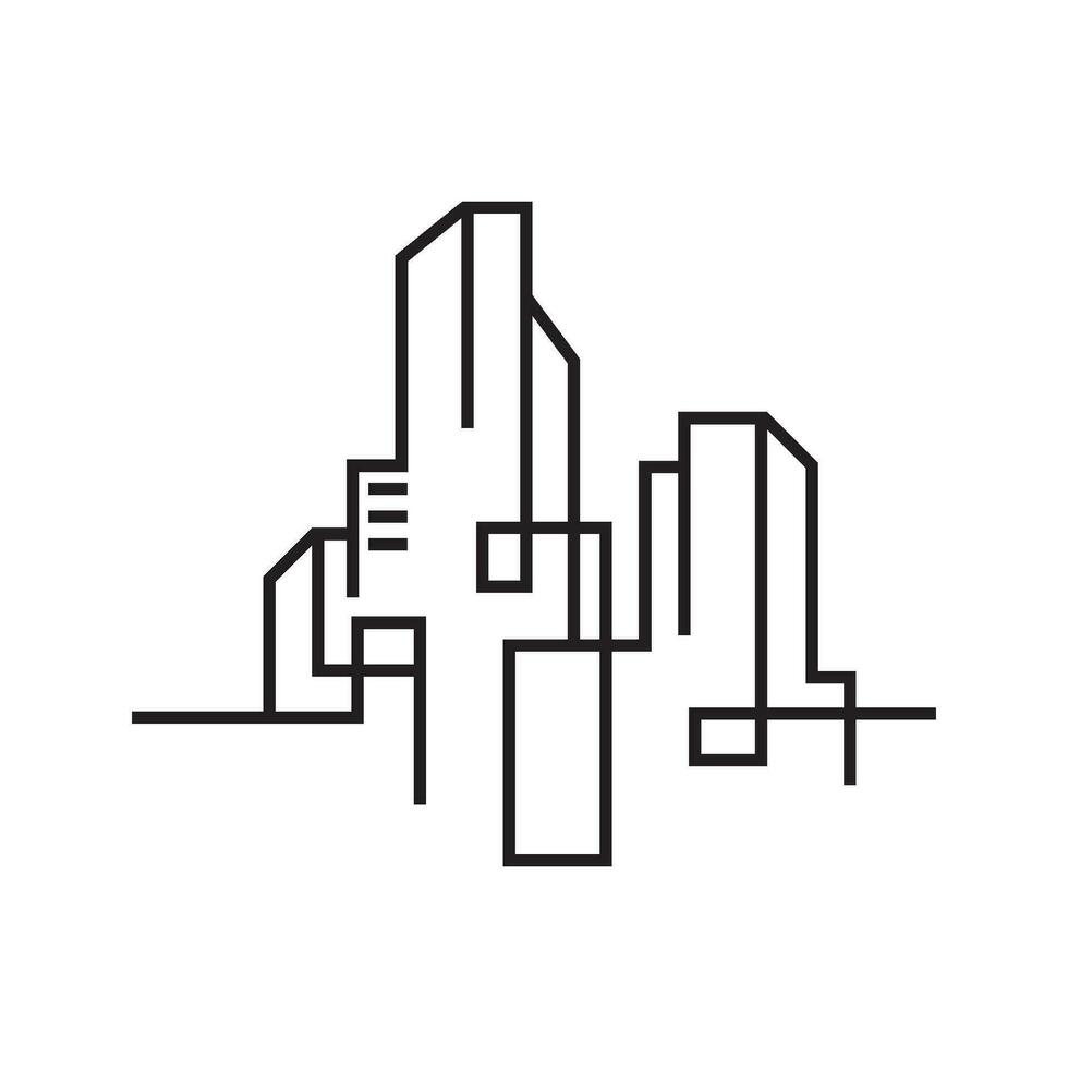 Stadt Gebäude Linie Kunst Vektor Symbol Design Illustration Vorlage