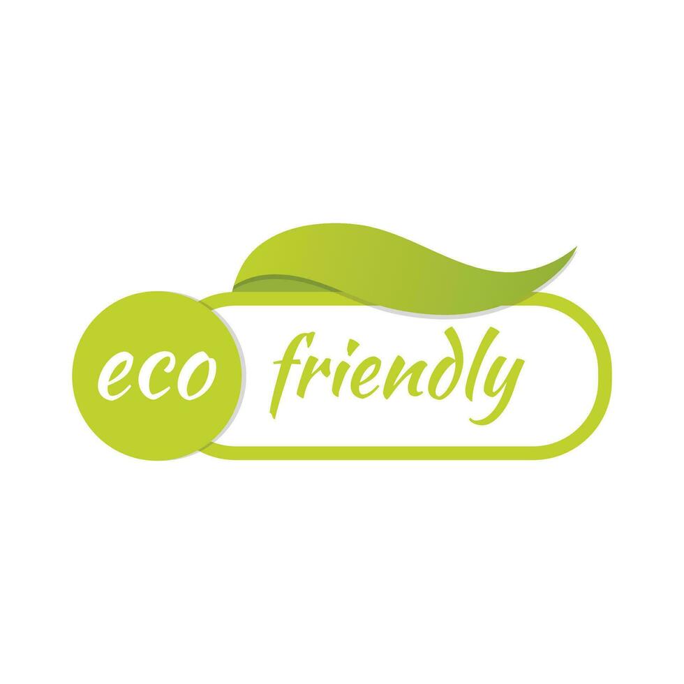 eco vänlig Produkter klistermärke, märka, bricka och logotyp. ekologi ikon. logotyp mall med löv för organisk och eco vänlig Produkter. vektor illustration