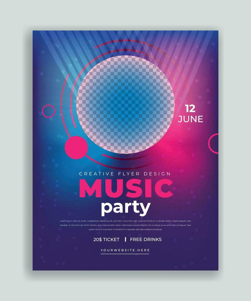 Nacht tanzen Party Musik- Nacht Poster Vorlage. Elektro Stil Konzert Disko Verein Party Veranstaltung Flyer Einladung. Vektor Musical Flyer Jazz Festival. Musik- Poster.