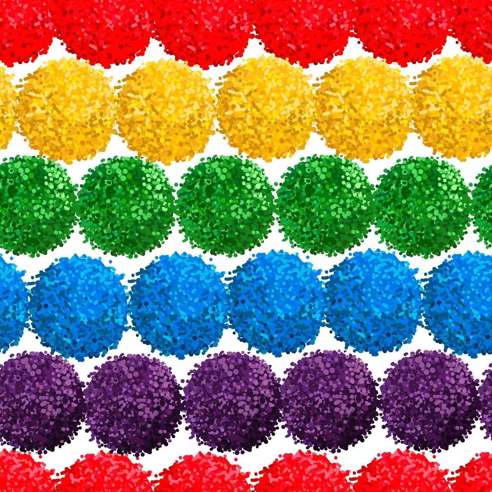Vektornahtloses Muster mit kleinen pelzigen Blumen oder Pompons in verschiedenen hellen Farben kann für Web, Print, Tapete, Frühlingssommermode, Stoff, Textil, Kartenhintergrund verwendet werden. vektor