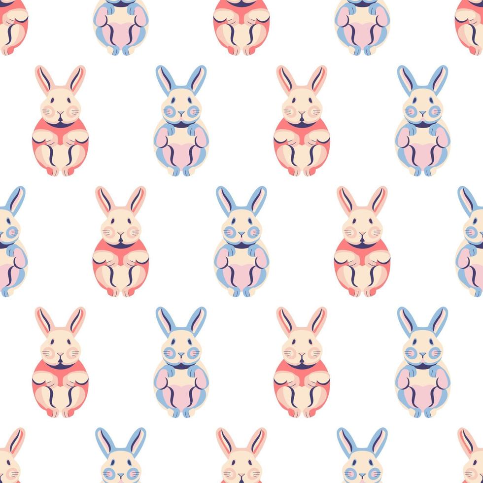 nahtloses Muster mit süßen Kaninchen und Hasen. vektor