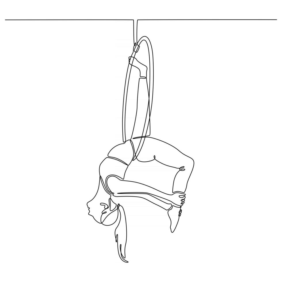 kontinuerlig linjeteckning av en kvinna som spelar cirkusvektorillustrationen vektor