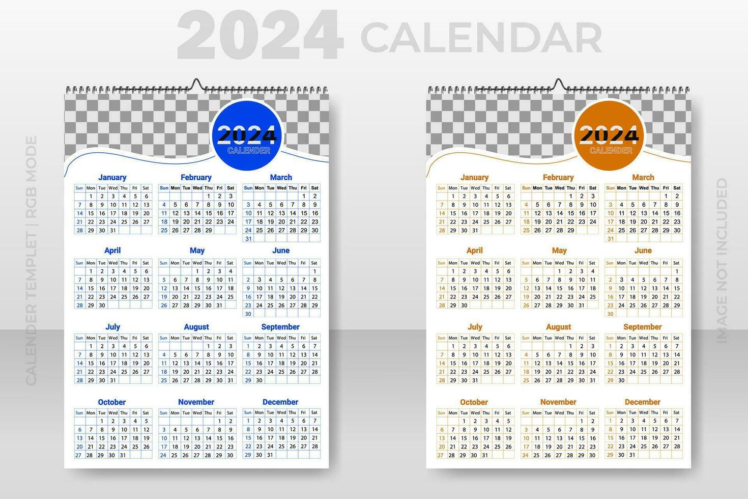 vektor kalender 2024 enkel minimal design vecka börjar från söndag Lycklig ny år planerare