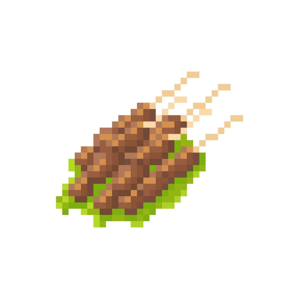 illustration vektor grafisk av satay i pixel konst stil