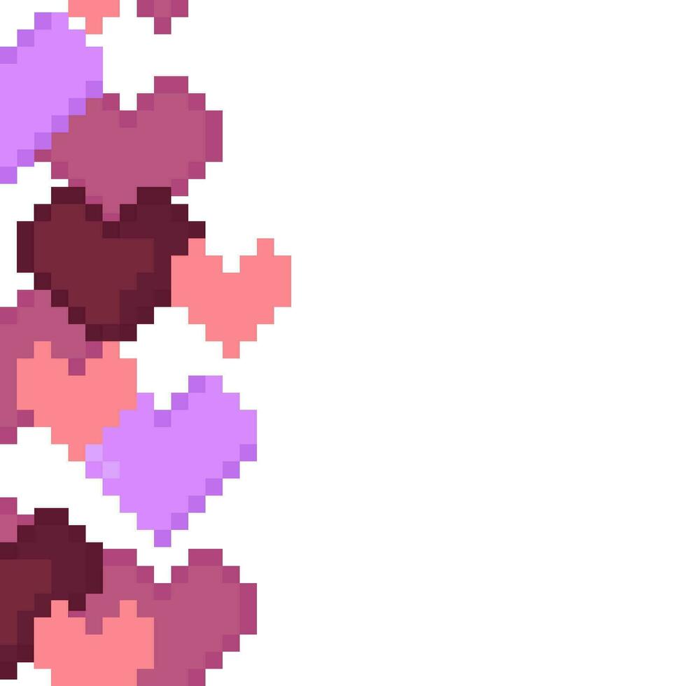 sömlös pixelated gräns av färgrik hjärtan vektor