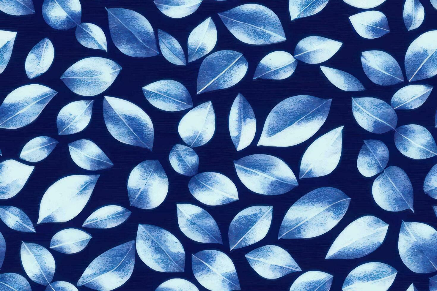 skön dekorativ sommar vektor ändlös botanisk mode färgrik teckning sömlös trendig ändlös illustration rand ornamentetnicitet textil- trädgård ogee , faller blå indigo kronblad blad