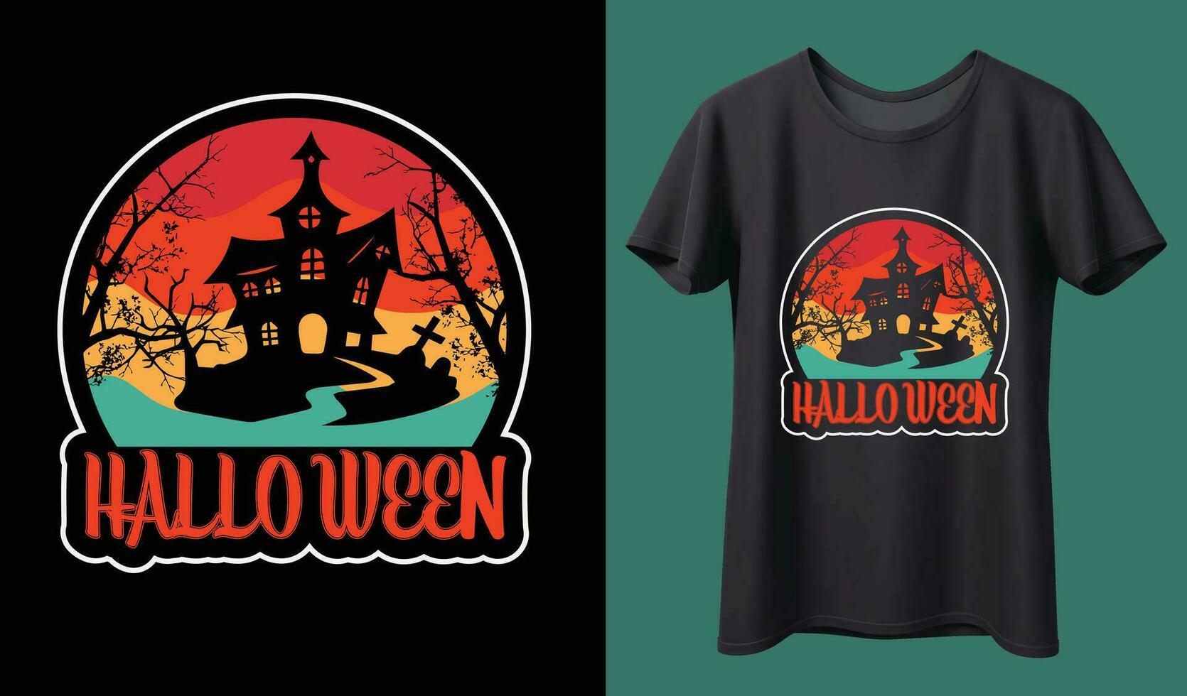 Fröhliches Halloween. Halloween-T-Shirt-Design-Vorlage. Happy Halloween T-Shirt Design-Vorlage einfach zu drucken Allzweck für Männer, Frauen und Kinder vektor