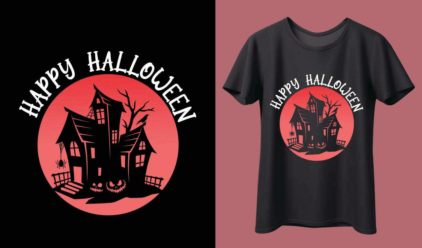 Fröhliches Halloween. Halloween-T-Shirt-Design-Vorlage. Happy Halloween T-Shirt Design-Vorlage einfach zu drucken Allzweck für Männer, Frauen und Kinder vektor