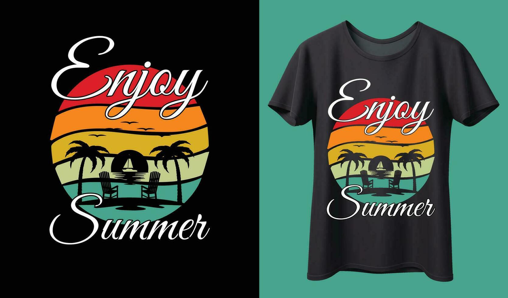 retro Jahrgang Kalifornien Sonnenuntergang Abzeichen auf schwarz Hintergrund Grafik zum T-Shirts und andere drucken Produktion. Vektor Illustration zum Design. 70er-Stil Konzept