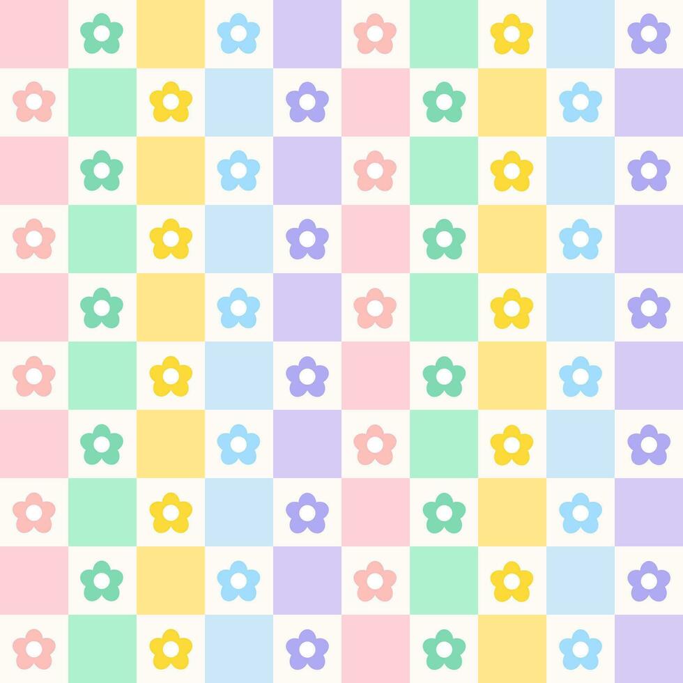 Blumen bunt Schach Gitter nahtlos Muster. modern Elemente. Blumen Hintergrund Design. Illustration Vektor 10 Folge.