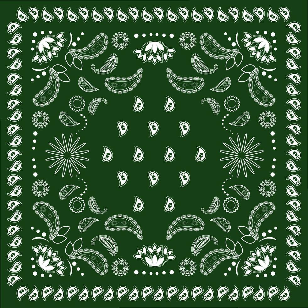 Grün Bandana Kopftuch Paisley Stoff Patchwork abstrakt Vektor nahtlos Muster