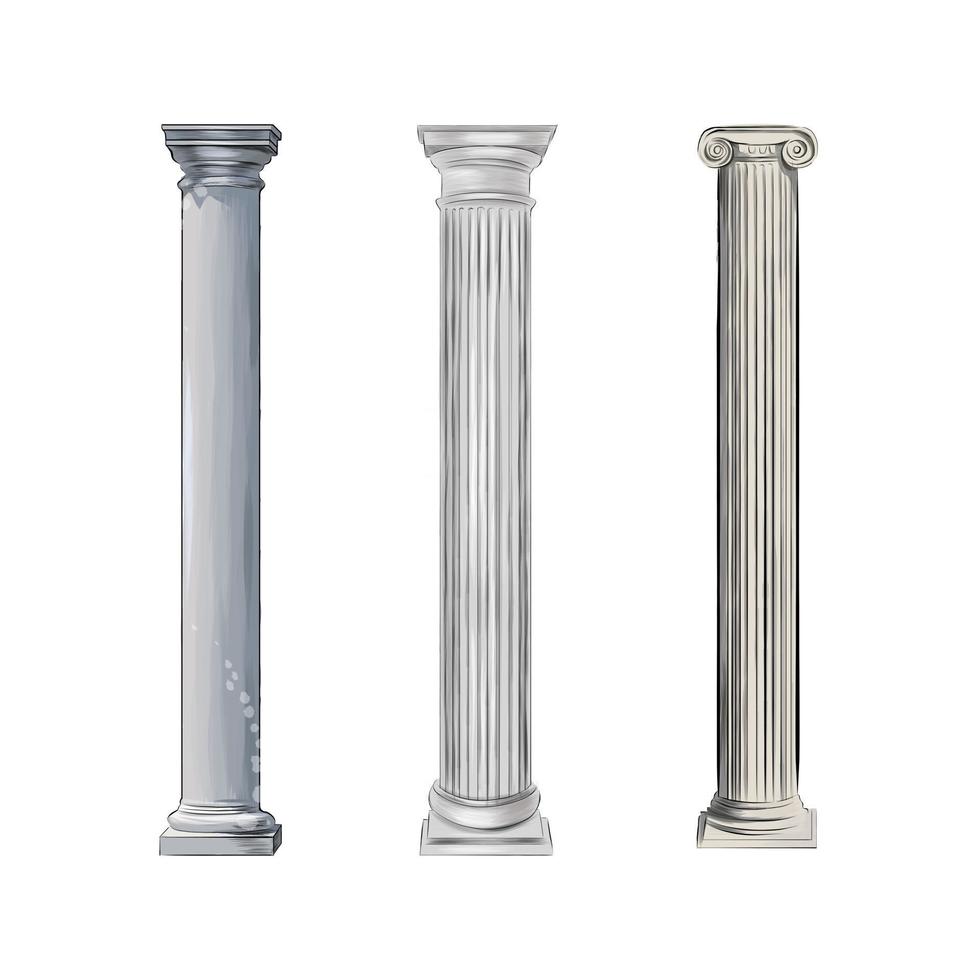 antike weiße säulen aus aquarellspritzern, farbige zeichnung, realistisch. Vektor-Illustration von Farben vektor