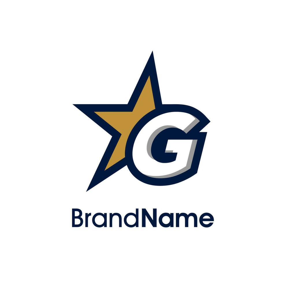 första g guld stjärna logotyp vektor