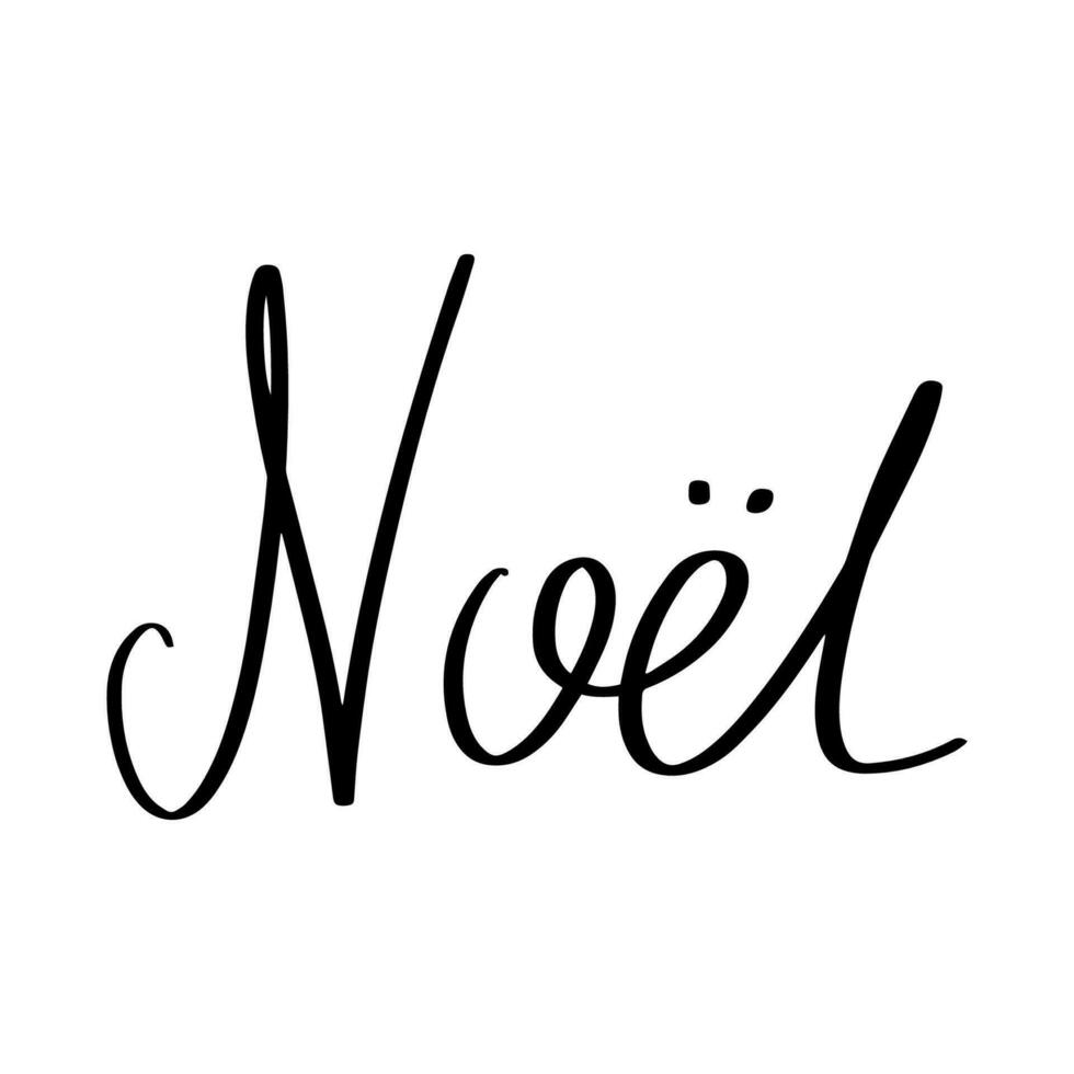 noel fras hand dragen text. glad jul i franska språk. vektor svart typografi isolerat på vit bakgrund. modern hand dragen text för hälsning kort, affischer, t-tröjor etc.