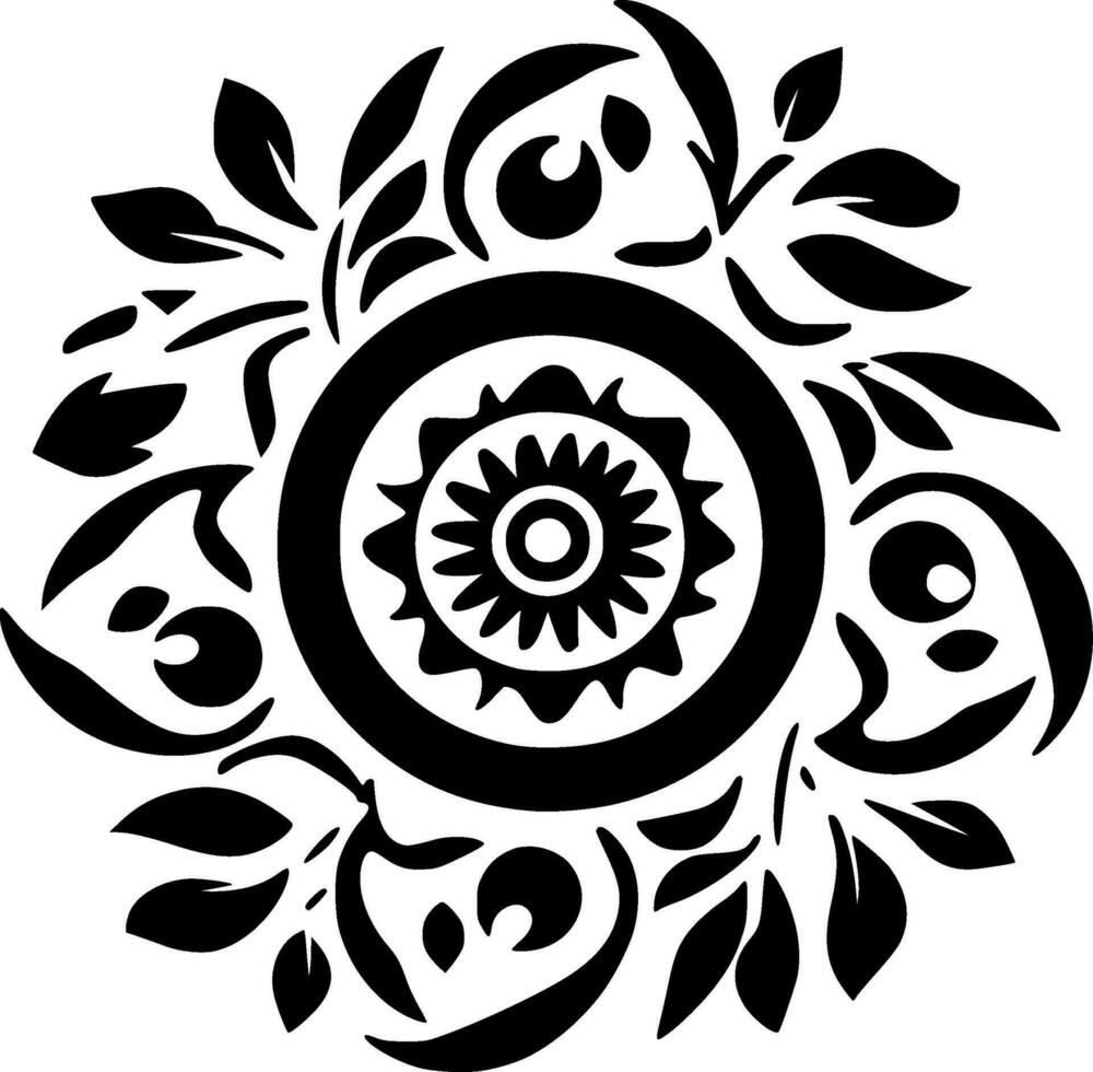 Mandala - - schwarz und Weiß isoliert Symbol - - Vektor Illustration