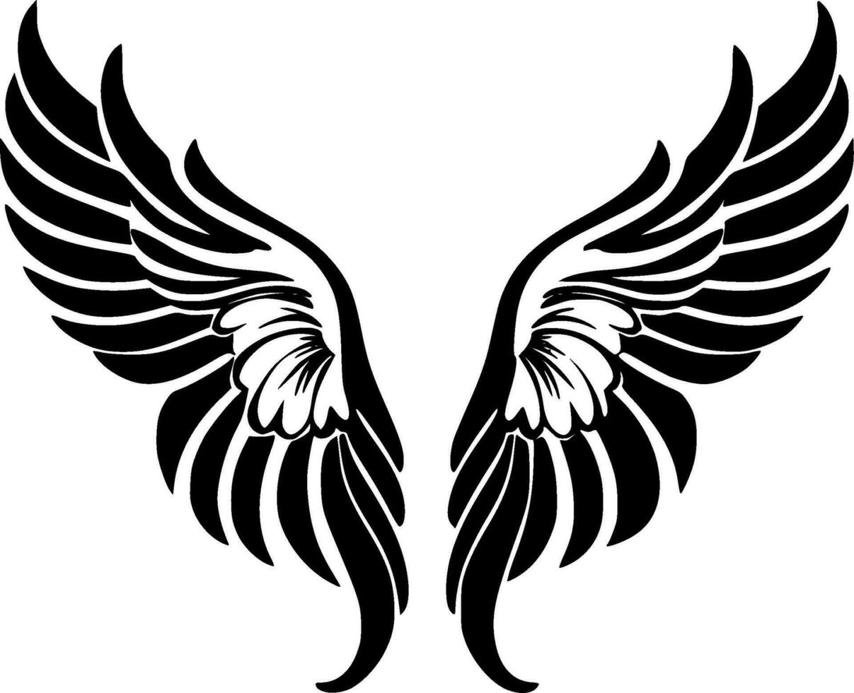 ängel vingar - svart och vit isolerat ikon - vektor illustration
