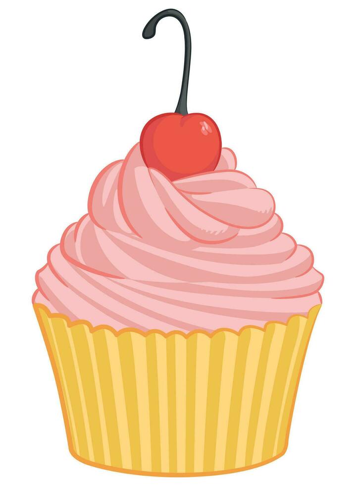 Cupcake Süss Kirsche Muffin Gebäck Karikatur vektor