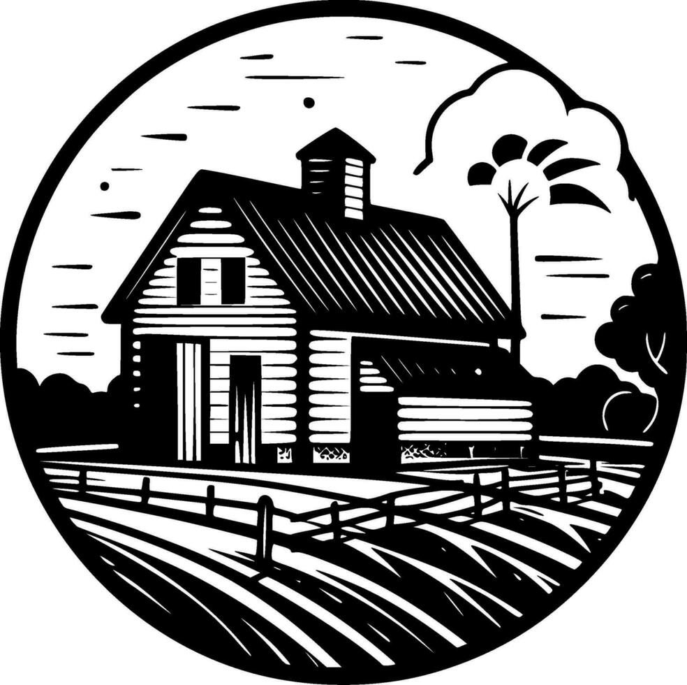 bondgård, minimalistisk och enkel silhuett - vektor illustration
