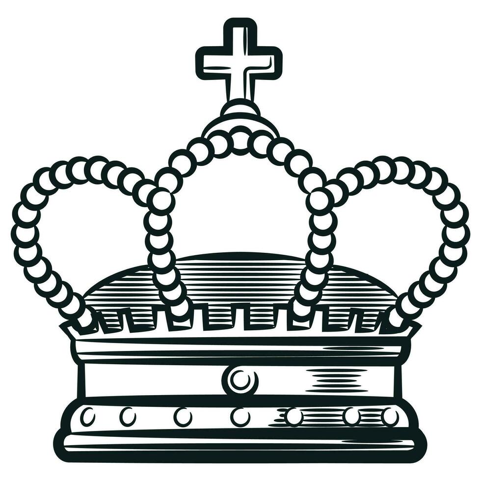 skizzieren Heraldik Königin Krone Monarch Ornament vektor