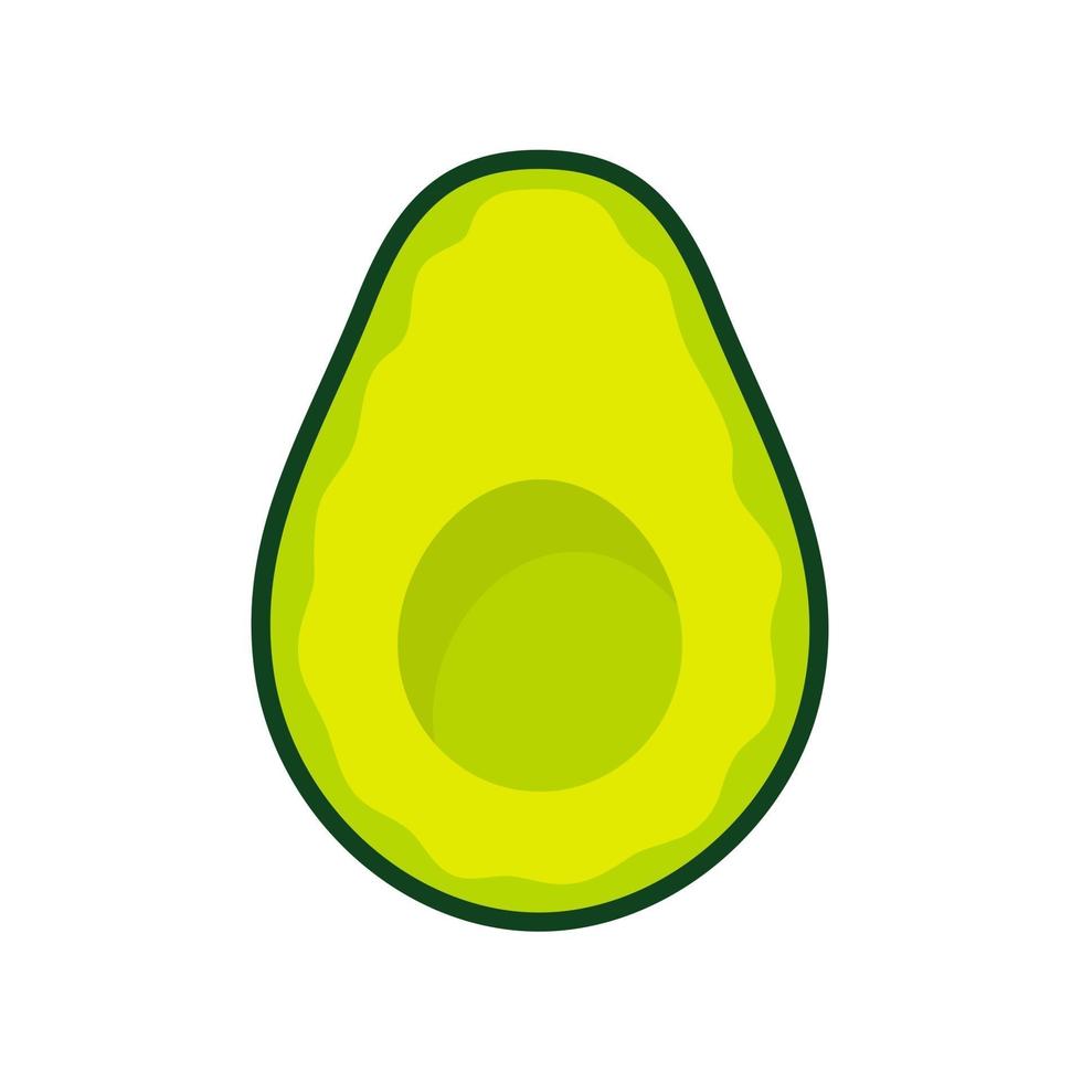 Avocado-Vektor. Avocadofrucht in Stücke geschnitten, darin befindet sich ein runder Kern. für das Gesundheitswesen vektor