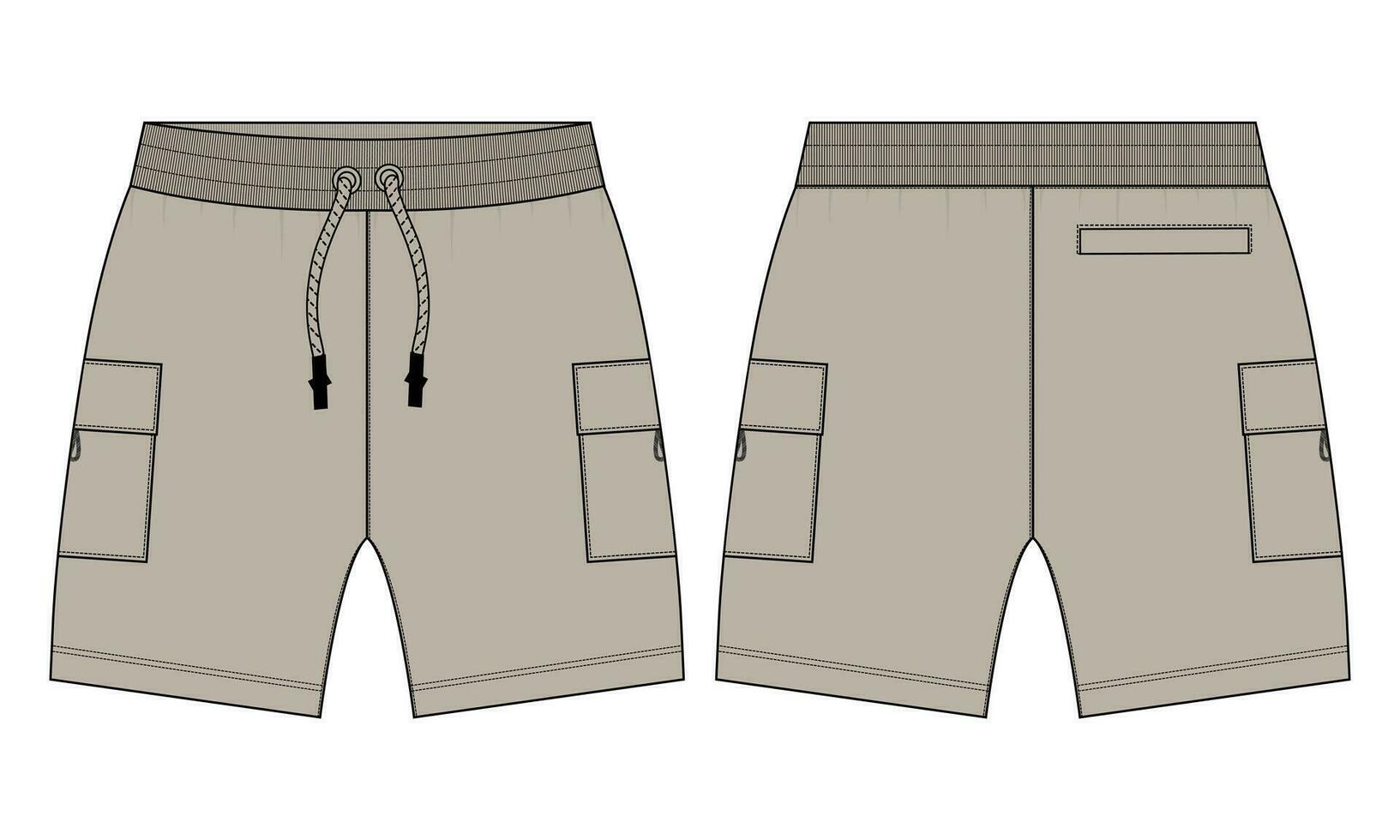 Pojkar svettas shorts vektor mode platt skiss mall. för ung män teknisk teckning mode konst illustration.