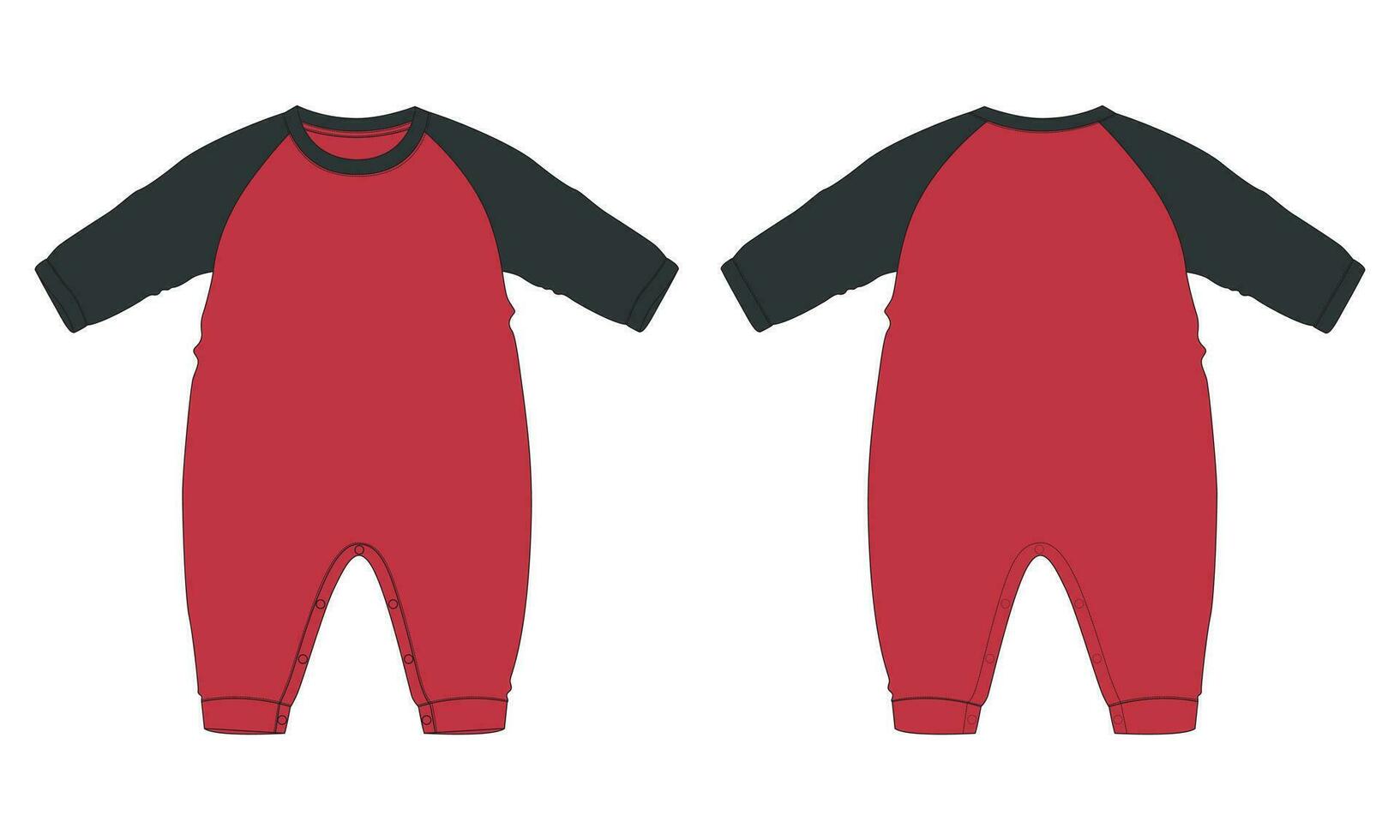 lange Ärmel Strampler Bodysuit Vektor Illustration Vorlage zum Kinder.