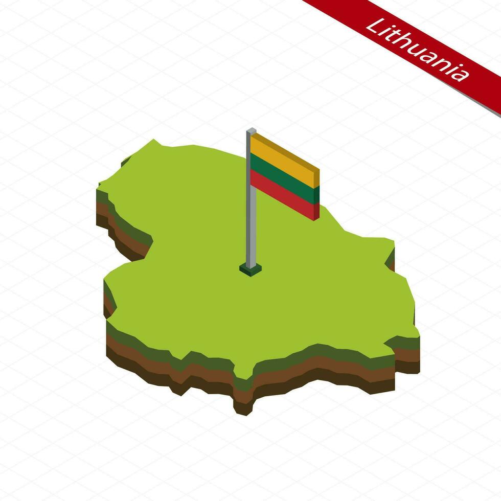 Litauen isometrisch Karte und Flagge. Vektor Illustration.
