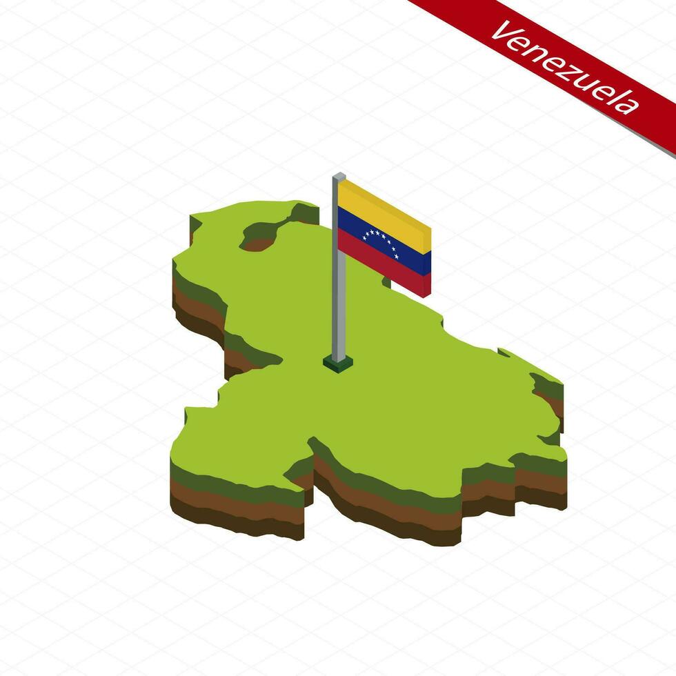 Venezuela isometrisch Karte und Flagge. Vektor Illustration.