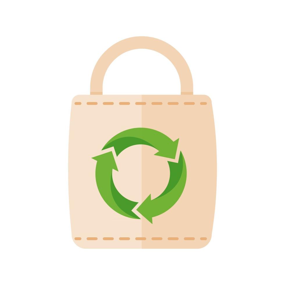 eko väska ikon. en grön påse för pappersartiklar istället för plast. återanvändningskoncept vektor