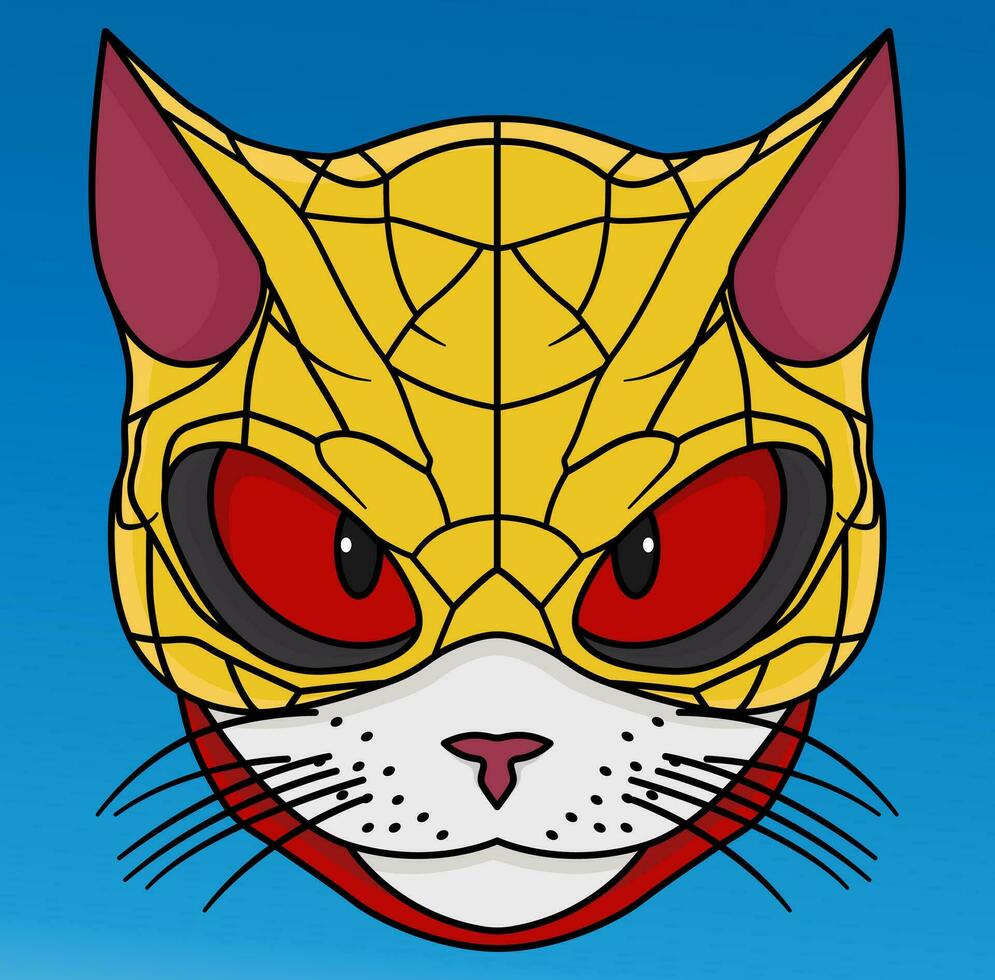 katt superhjälte tecknad serie vektor illustration