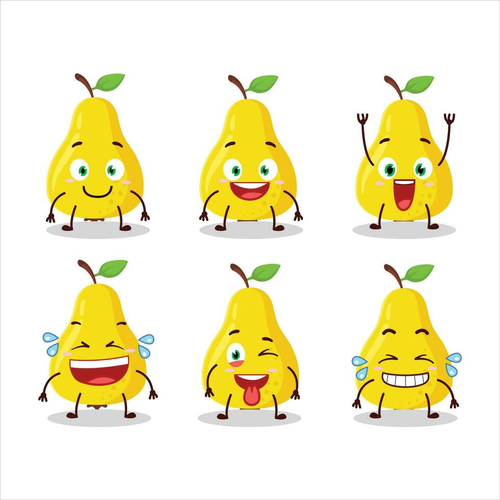 tecknad serie karaktär av gul päron med leende uttryck vektor