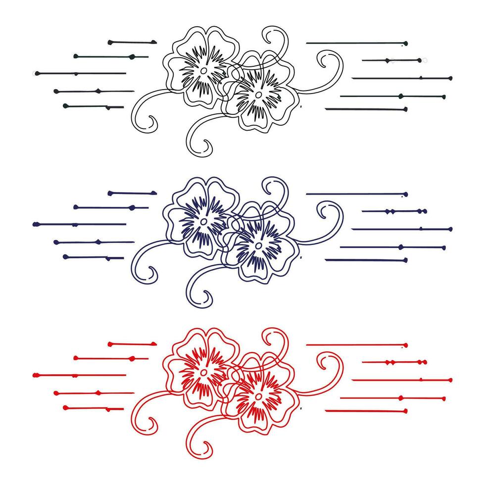 Zeichnung Linie Kunst Blume einstellen mit Seite Linie kontinuierlich Design Hand gezeichnet Linie von abstrakt Blume Blumen- Rose tropisch Blätter Frühling und Herbst Blatt Strauß von Oliven vektor