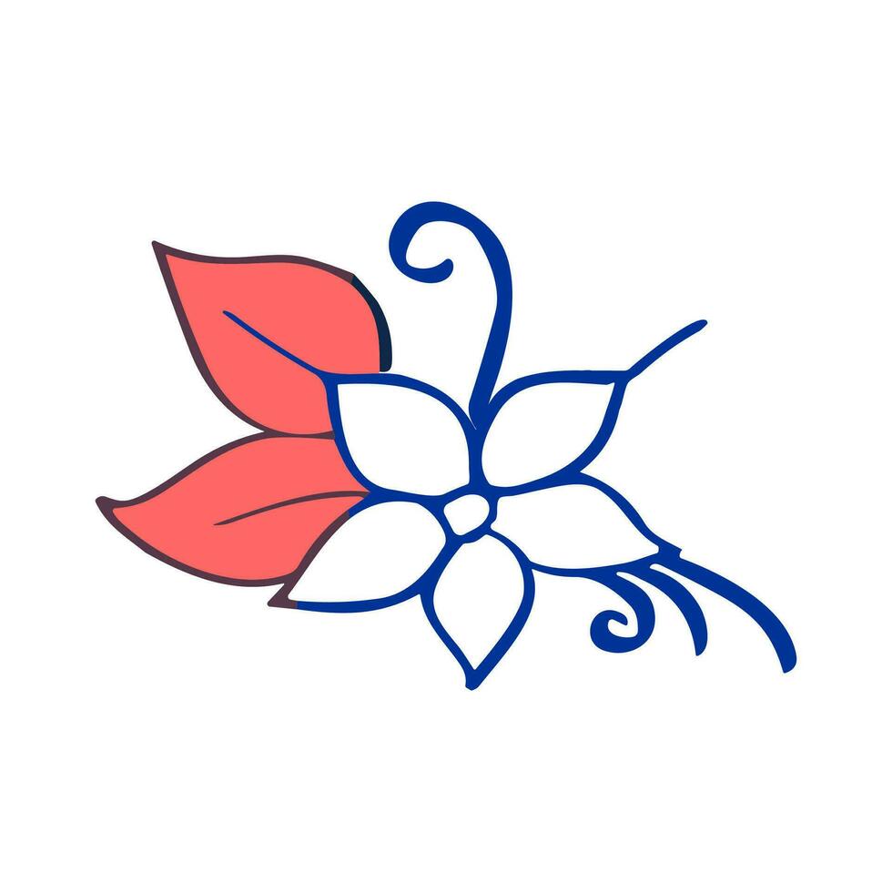 Design Linie Kunst botanisch Hand gezeichnet kontinuierlich Linie Zeichnung von abstrakt Blume Blumen- Rose tropisch Blätter Frühling und Herbst Blatt vektor