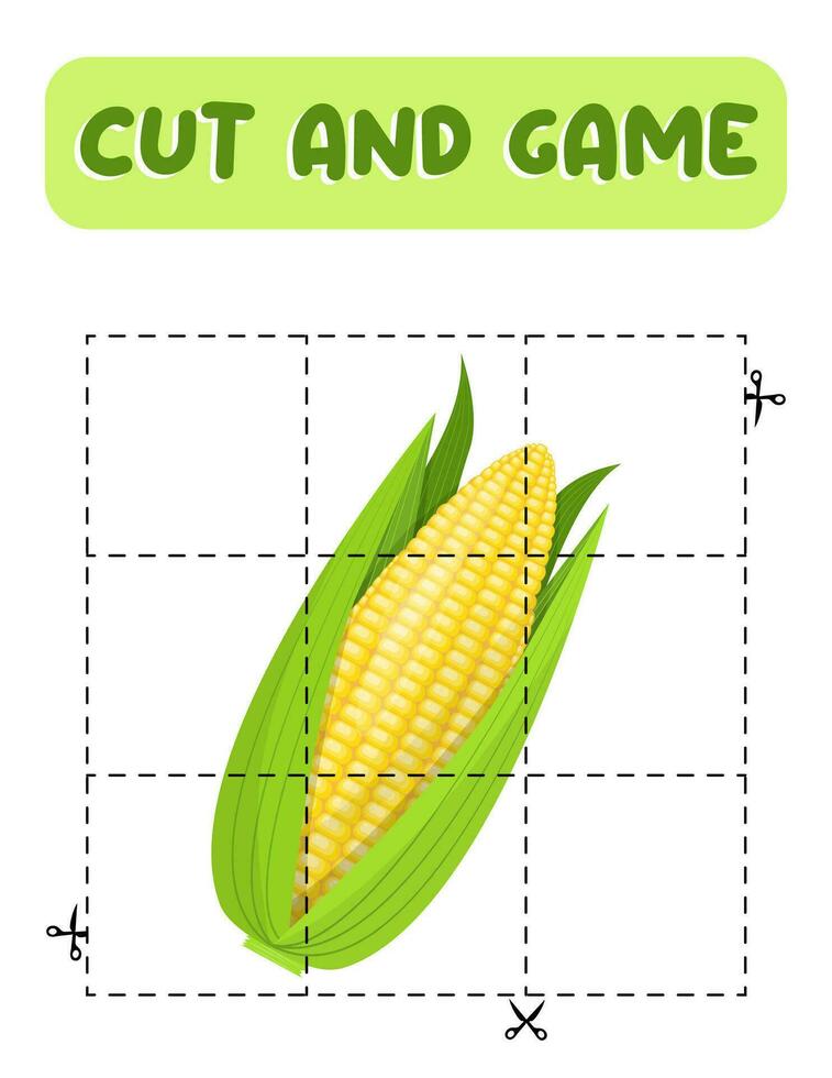 Schnitt und Kleber. Mais. lehrreich Spiel zum Kinder vektor