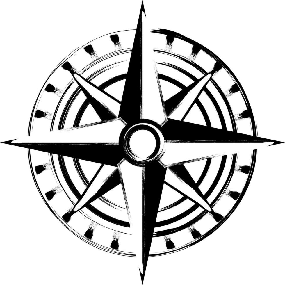 gammal grunge kompass vit transparent vektor ikon