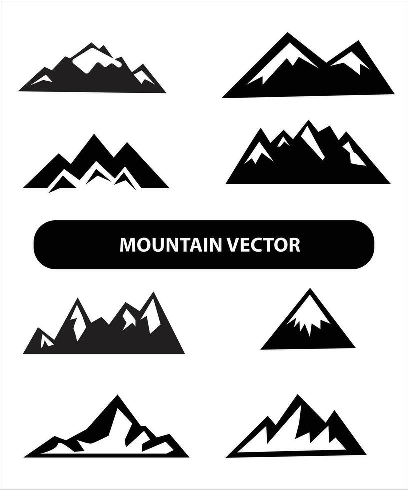 berg silhuett, blå och svart klippig berg illustration, vektor design, tecken, symbol, utomhus, bunt.