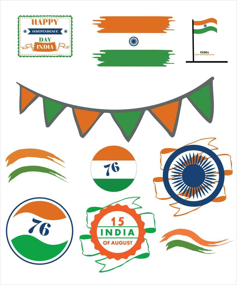 tryckfestligt illustration av oberoende dag i Indien firande på augusti 15. vektor design element av de nationell dag. Semester graphi