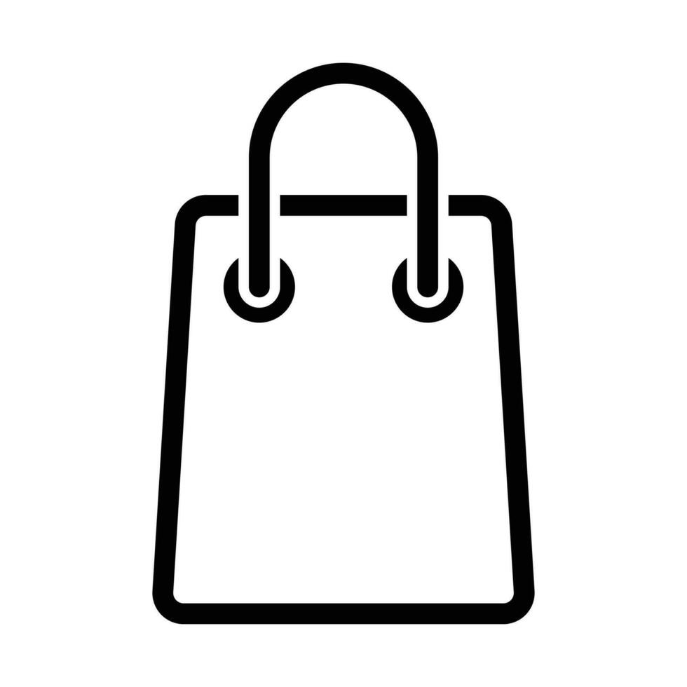 Einkaufen Tasche Symbol Gliederung Vektor, online Einkaufen Design Element, linear Stil Kauf Tasche mit Griff Silhouette, Gepäck, Pixel perfekt Symbol Vektor Illustration