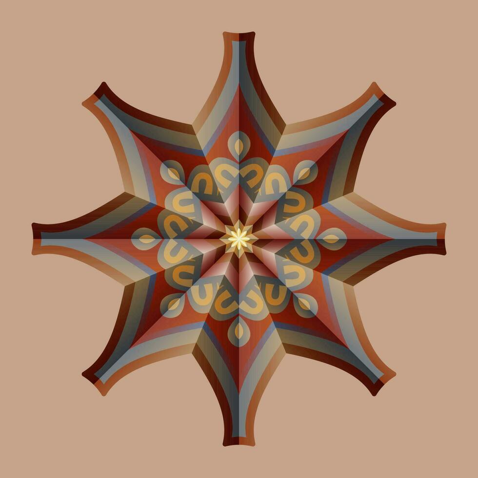 detta är en polygonal mönster. detta är en brun geometrisk mandala. asiatisk blommig mönster. vektor