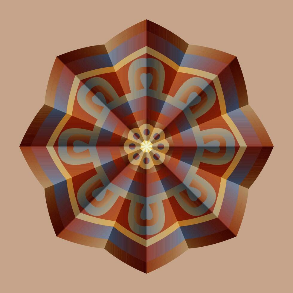 detta är en polygonal mönster. detta är en brun geometrisk mandala. asiatisk blommig mönster. vektor