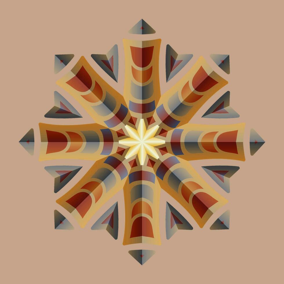 detta är en polygonal mönster. detta är en brun geometrisk mandala. asiatisk blommig mönster. vektor