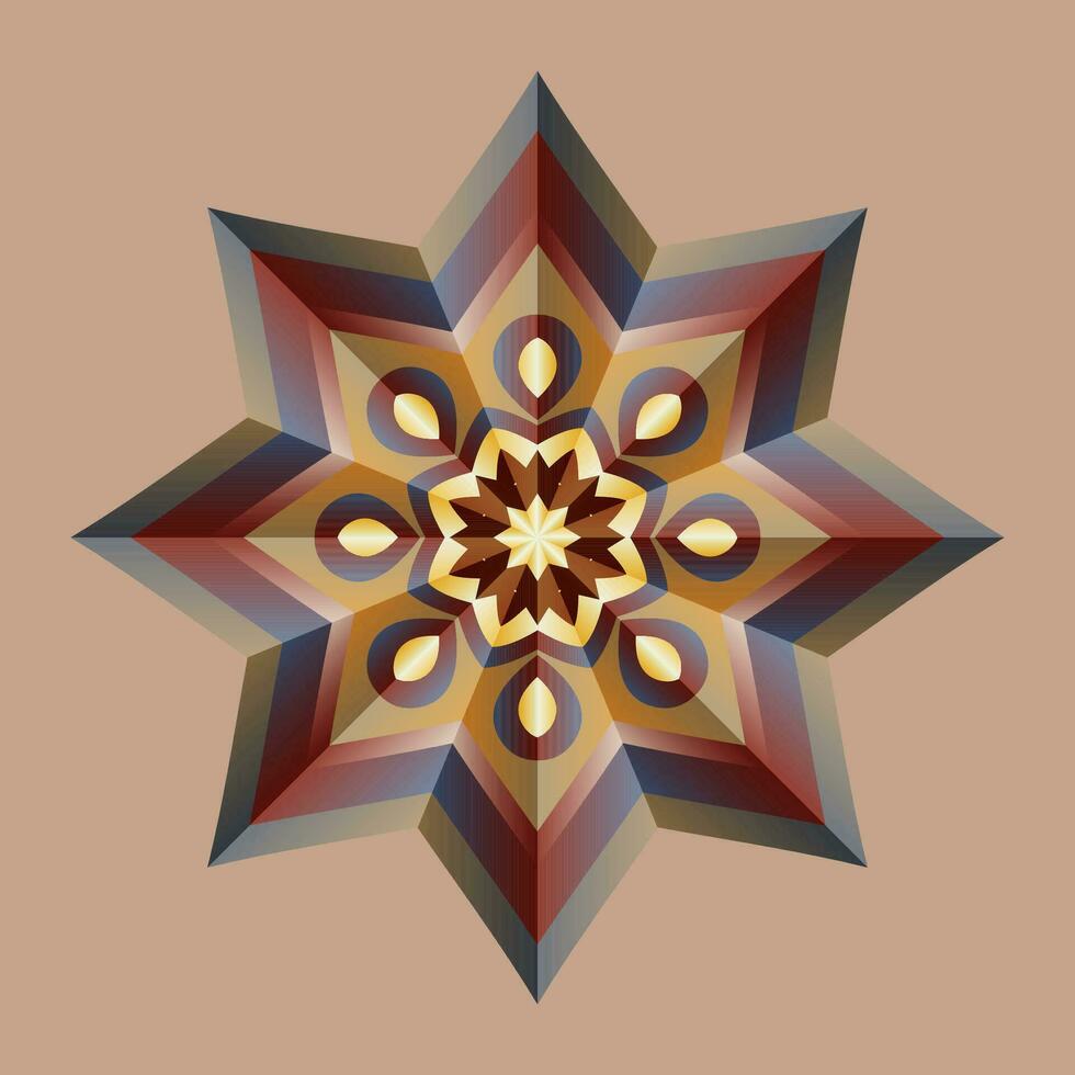 detta är en polygonal mönster. detta är en brun geometrisk mandala. asiatisk blommig mönster. vektor