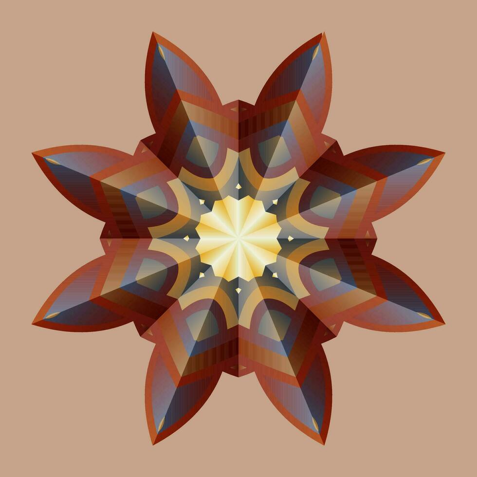 detta är en polygonal mönster. detta är en brun geometrisk mandala. asiatisk blommig mönster. vektor