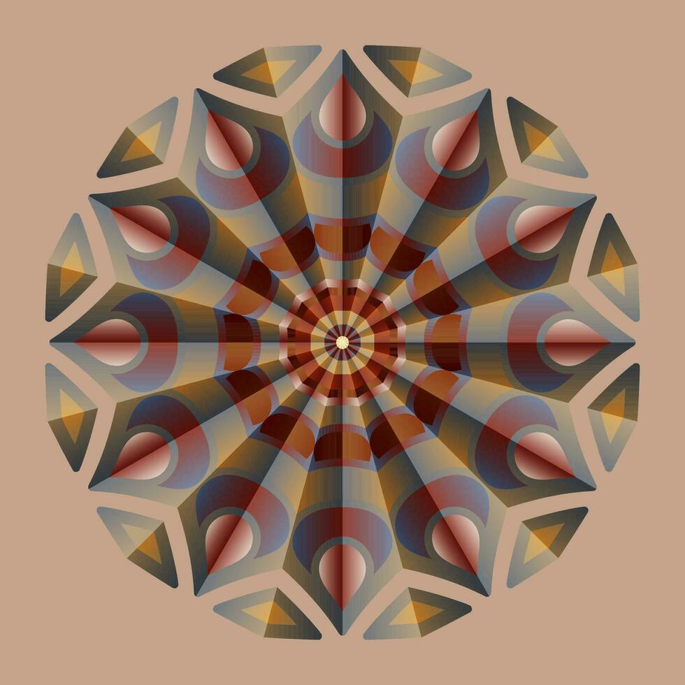 detta är en polygonal mönster. detta är en brun geometrisk mandala. asiatisk blommig mönster. vektor