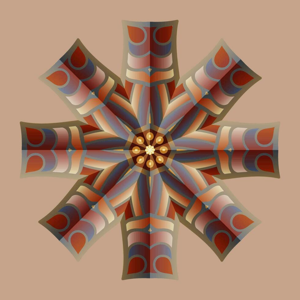 detta är en polygonal mönster. detta är en brun geometrisk mandala. asiatisk blommig mönster. vektor