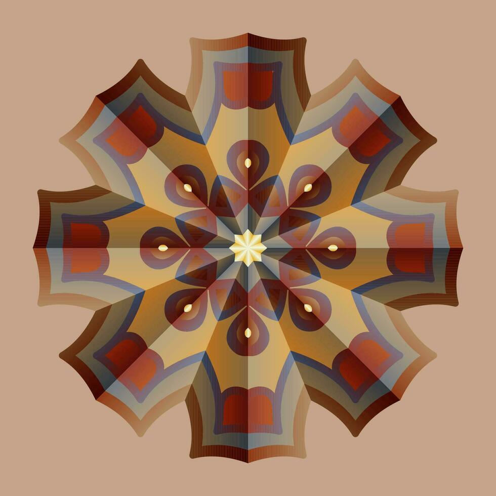 detta är en polygonal mönster. detta är en brun geometrisk mandala. asiatisk blommig mönster. vektor