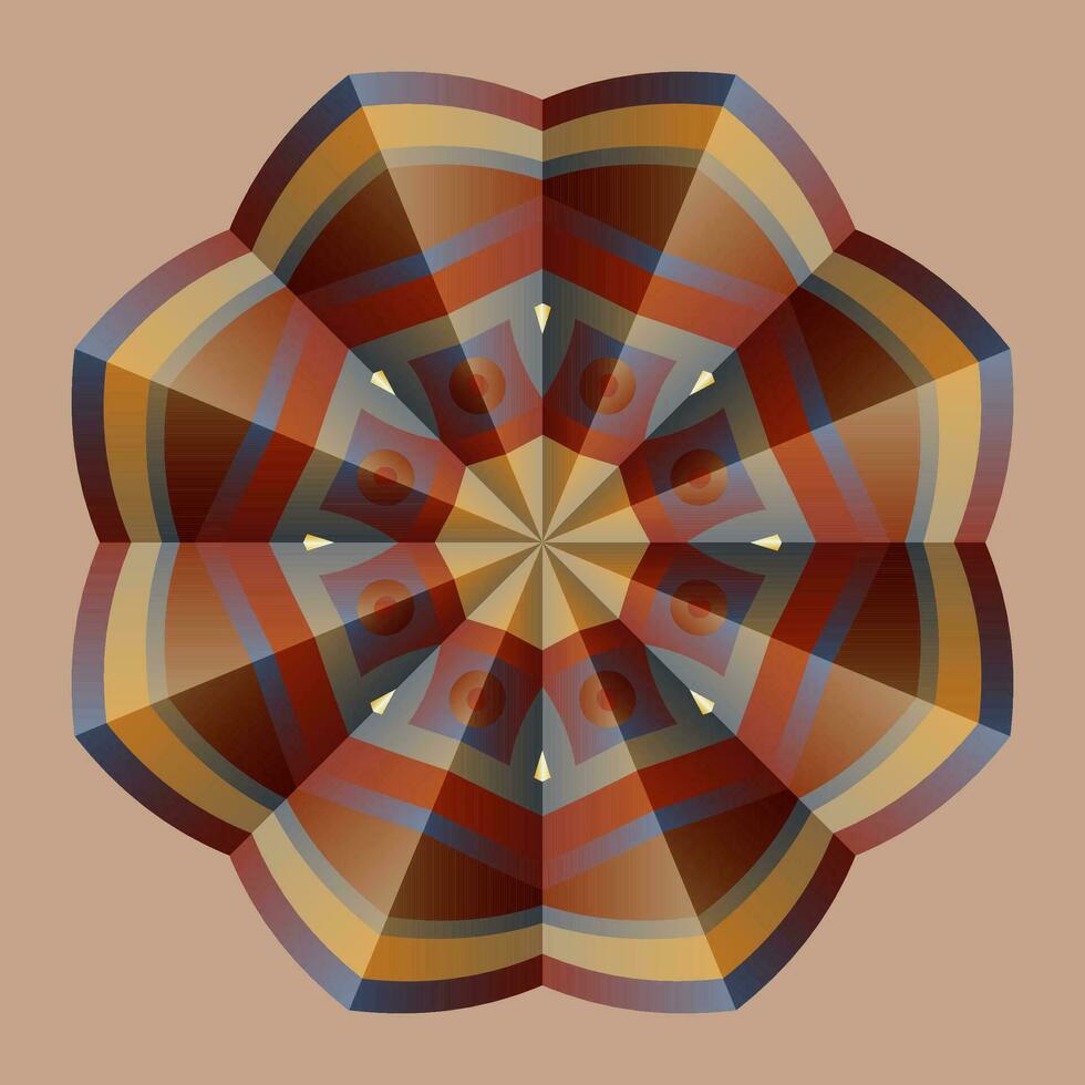 detta är en polygonal mönster. detta är en brun geometrisk mandala. asiatisk blommig mönster. vektor