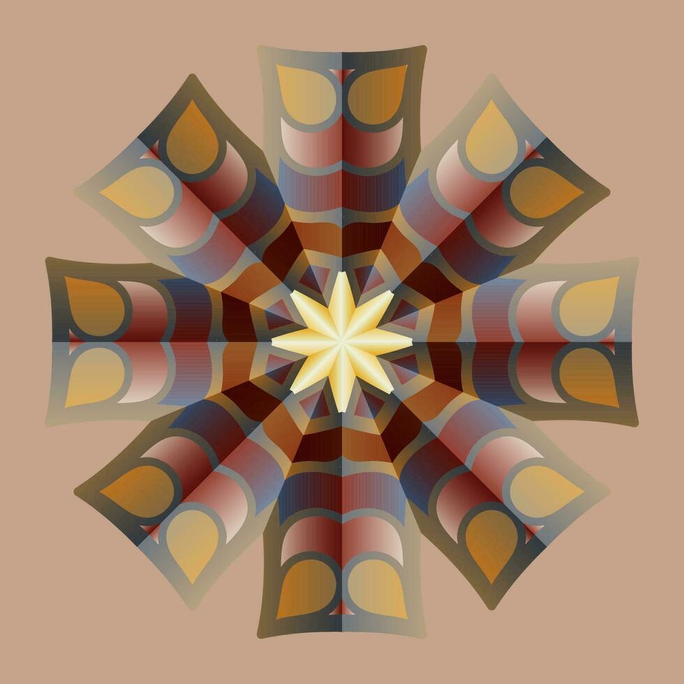 detta är en polygonal mönster. detta är en brun geometrisk mandala. asiatisk blommig mönster. vektor